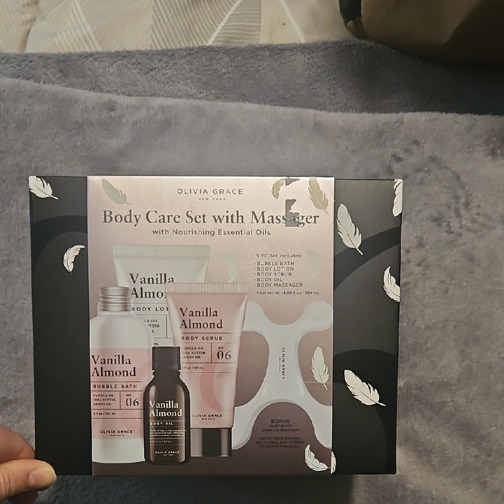 Olivia Grace Body Care Set with Massager - Black and Gold